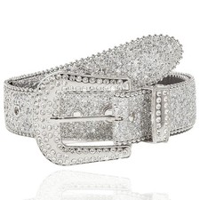 Rhinestone Belts for Women Silver Cowgirl Belt