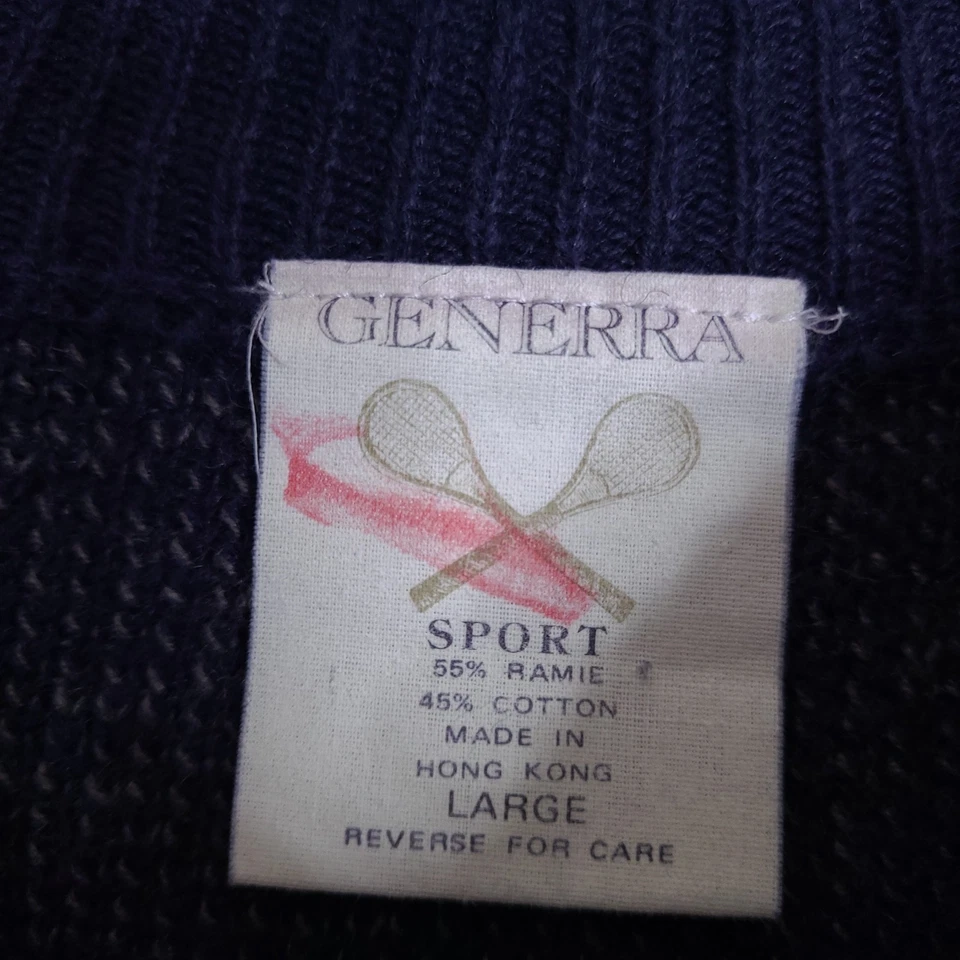 Vintage Generra Sport Sweater Men's Large Blue Gray Knit Pullover Tennis Preppy - Image 2 of 4