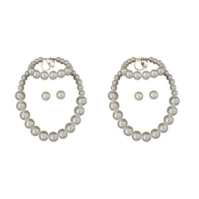 Elegant Imitation Pearls Jewelry Set Necklace Bracelet Earrings for Formal Event