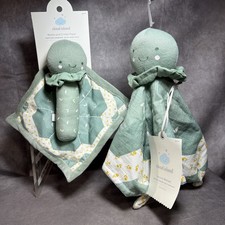 Cloud Island Turtle Plush Baby Security Blanket Cotton Lovey  Matching Rattle