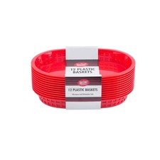 TableCraft C1076R Chicago Basket Oval 10.5in x 7in Red Set of 12