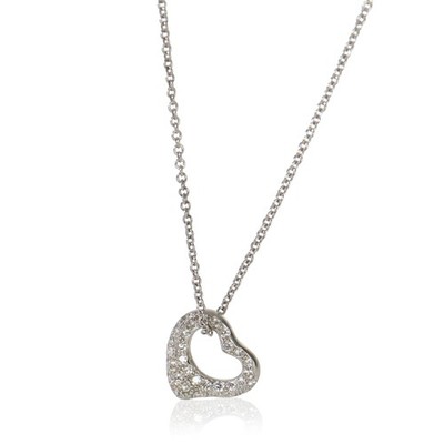 Tiffany & Co. Platinum Diamond Elsa Peretti Open Heart Pendant