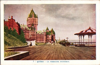 Vintage Québec La Terrasse Dufferin Postcard with Castle Image