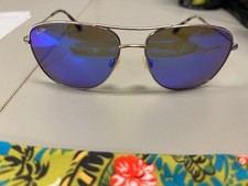 MAUI JIM Sunglasses Cliff House Silver Blue Hawaii Lens Polarized