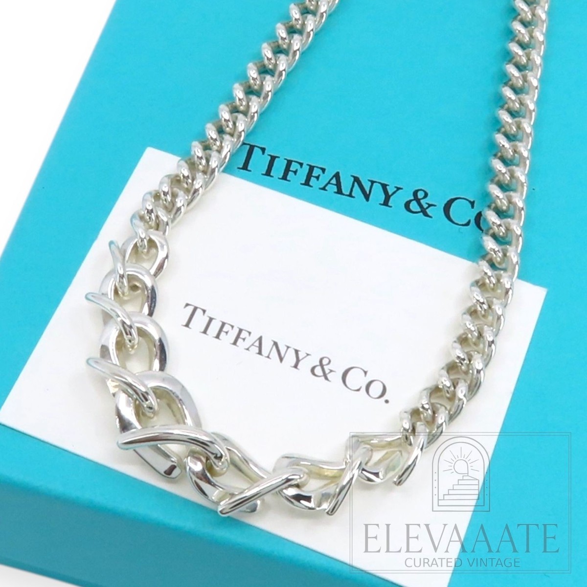 Tiffany & Co. Forged Graduated Link Sterling Silver Necklace 16