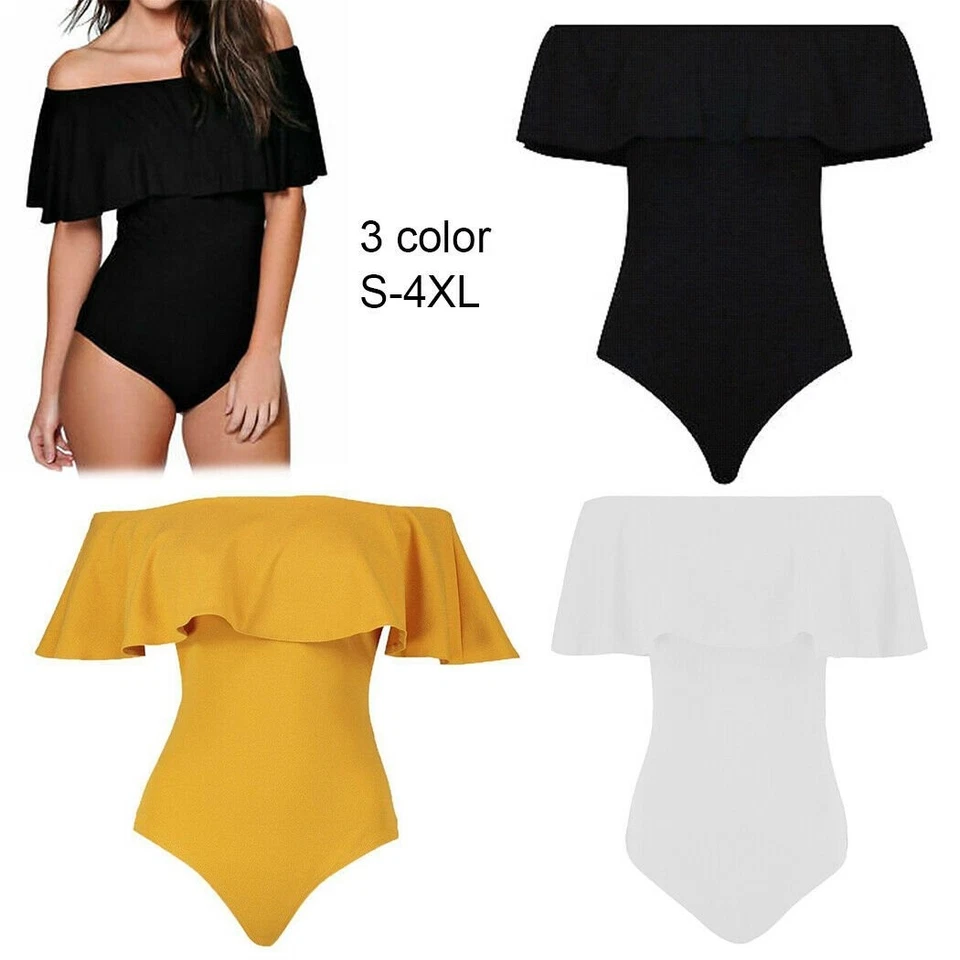 Women Swimsuit Swimwear Off the Shoulder Bodysuit Swimming Costume Beachwear