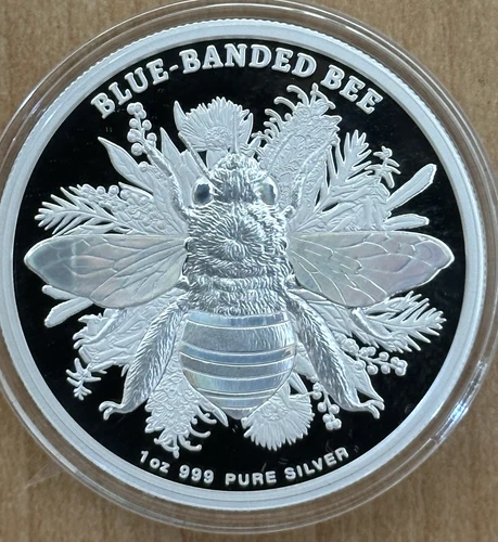 2025 Niue Australian Native Bees BLUE BANDED BEE 1 oz Silver Proof BOX COA NEW
