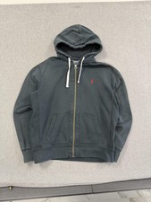 Vintage Y2K Polo Ralph Lauren Hoodie Full Zip Mens Large Black Pony Logo Cotton