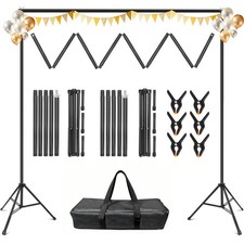 10x8 FT Backdrop Stand Adjustable Photography Background 6 Clamps Carrying Bag