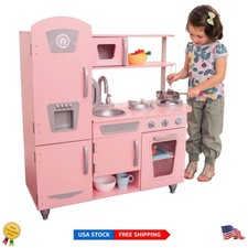 Delightful Pink Vintage Play Kitchen with Realistic Ice Maker  Phone Accessory