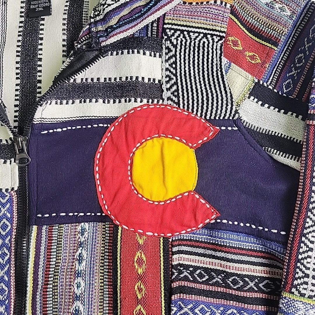 Rising International Patchwork Full Zip Hoodie Co… - image 5