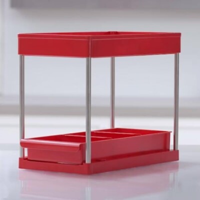 Ruby Rolling Rack Organizer ausziehbares Regal Küchenregal für Küche Bad in Rot
