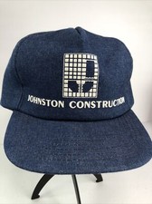Vintage Denim Johnston Construction Trucker Hat SnapBack Made In USA
