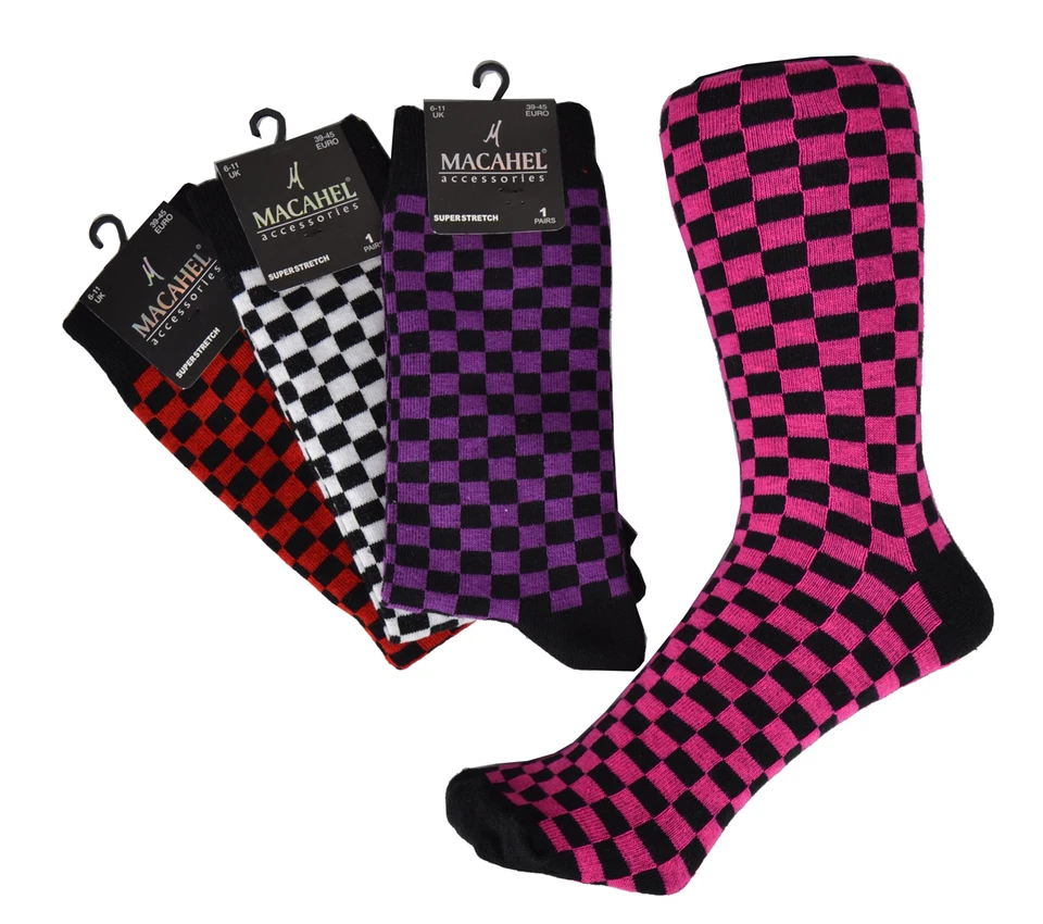 Men Cotton Rich Checked Pattern Ankle Socks One Size 6 - 11
