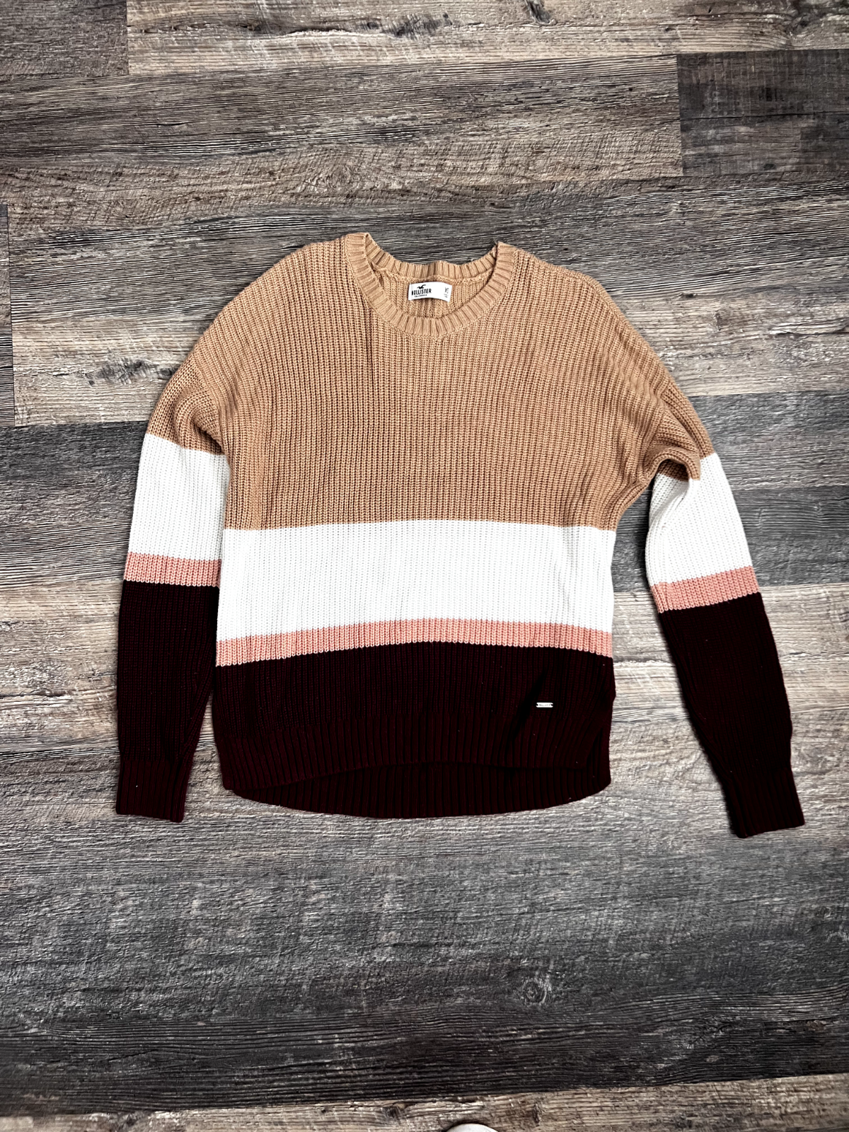 Hollister Sweater Women’s XS Color Block Striped Long Crewneck Preppy Comfort