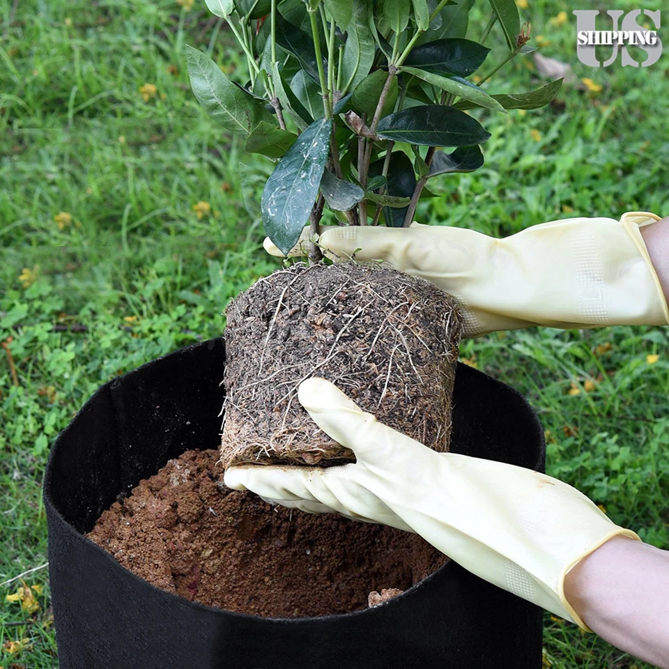 Упаковка из 10 круглых тканевых аэрационных горшков для растений мешки для выращивания 1 2 3 5 7 10 галлонов черные - Изображение 4 из 4