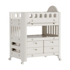 2-in-1 Baby Changing Table Storage Trolley with 4 Drawers Wheels Easy to Move