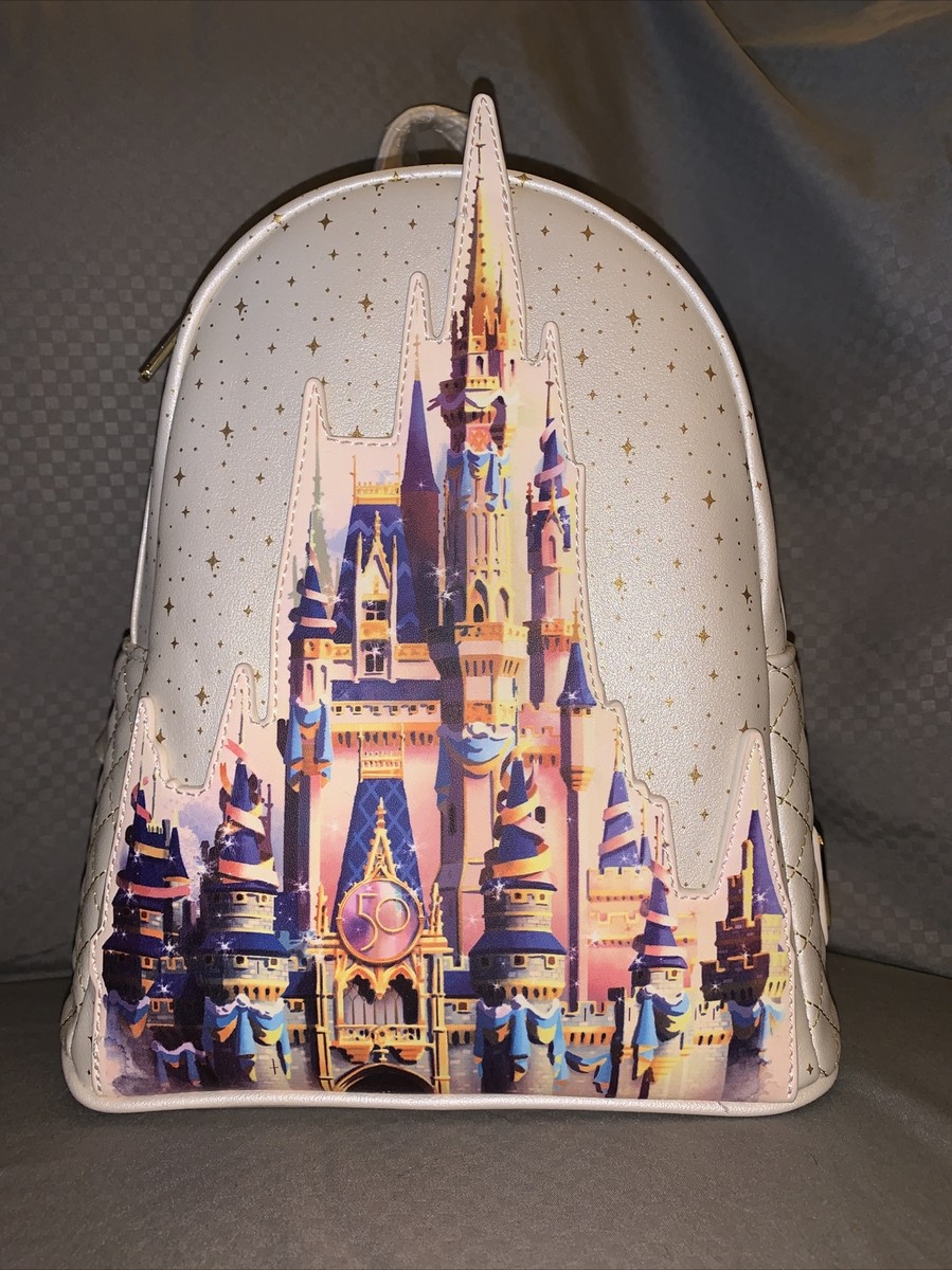 Disney Parks Loungefly 50th Anniversary 2021 Magic Kingdom Castle Mini Backpack PHOTOS: 50th Anniversary EARidescent Loungefly Backpack  main image 4