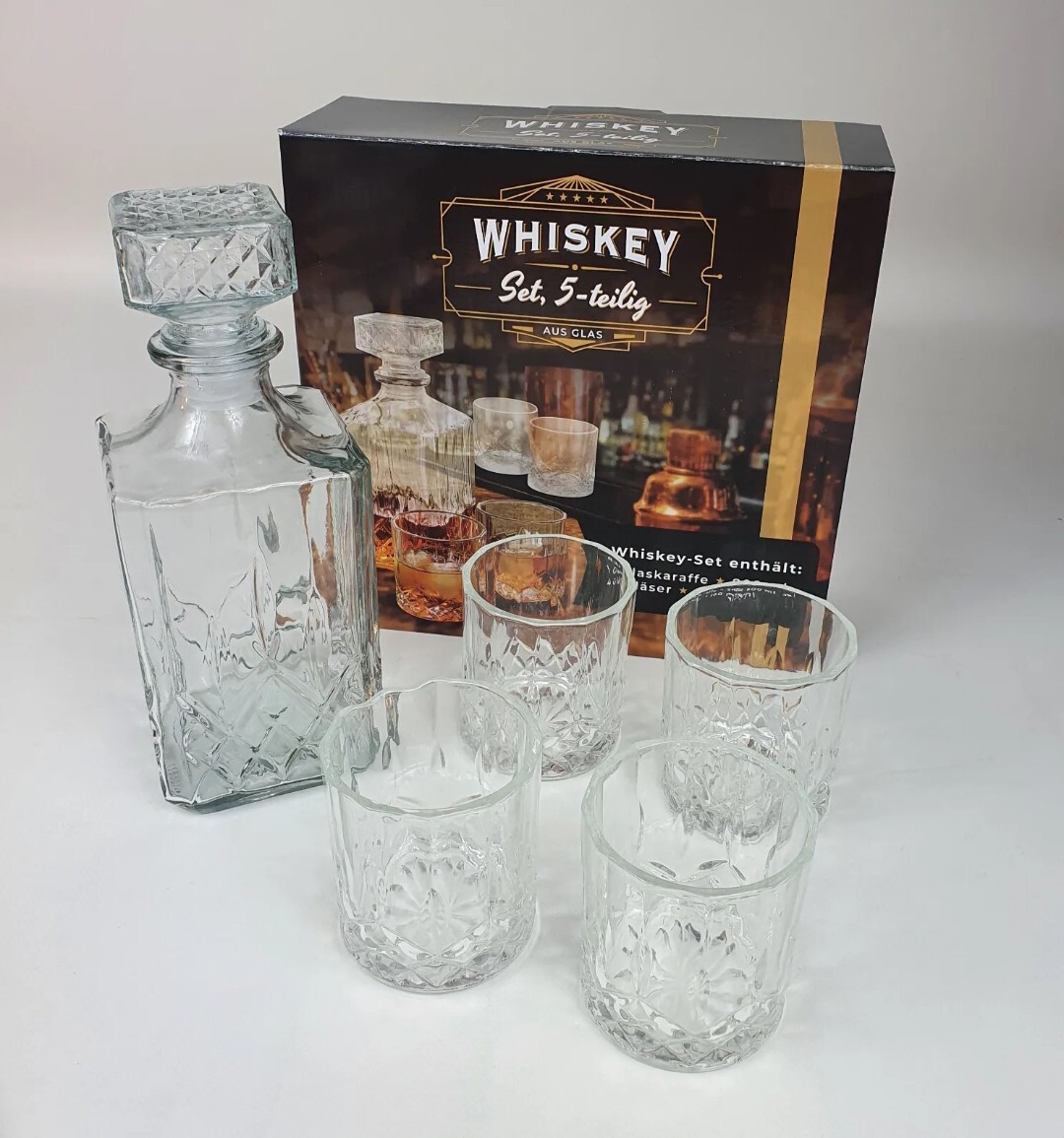 Whisky Set 5-teilig mit Karaffe & Gläsern | Whiskey Geschenkset Edel