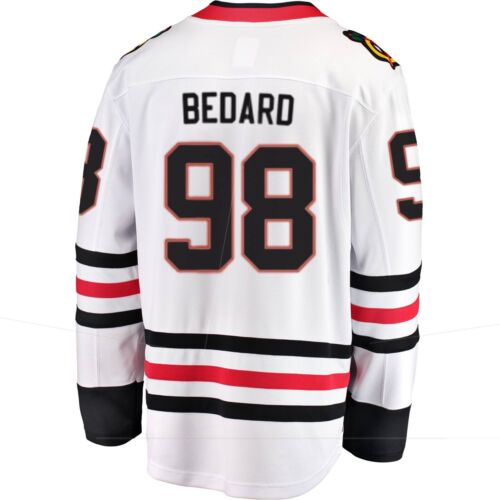 Men Chicago Blackhawks Connor Bedard Fanatics White Away Breakaway Hockey Jersey - Afbeelding 1 van 2