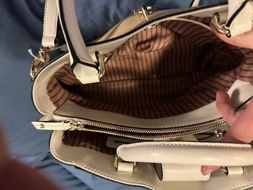 Dana Buchman Faux Leather Tan And White Satchel - Picture 4 of 10