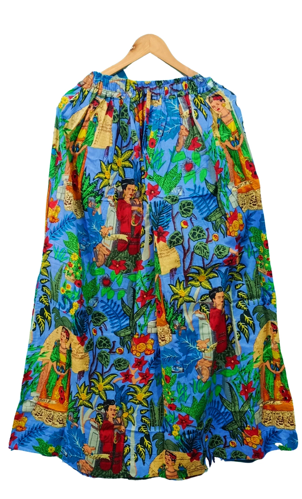 Indian Cotton Sky Blue Hand Block Floral Skirt Womens Clothing Partywear Skirt
