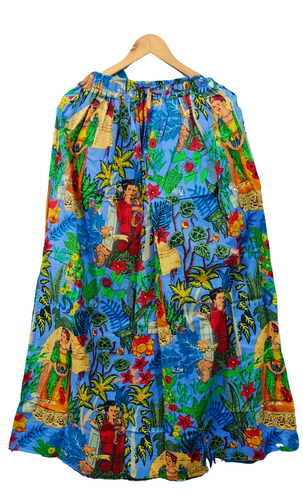 Jupe femme en coton sari taille libre jupon couleur bleu royal