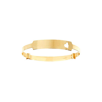 9ct Oro Giallo Bambino/Bambini Braccialetto con Bianco Pietra Cuori Motivo
