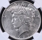 1927 D PEACE DOLLAR NGC VERY CHOICE ABOUT UNCIRCULATED 58 WITH FROSTY WHITE
