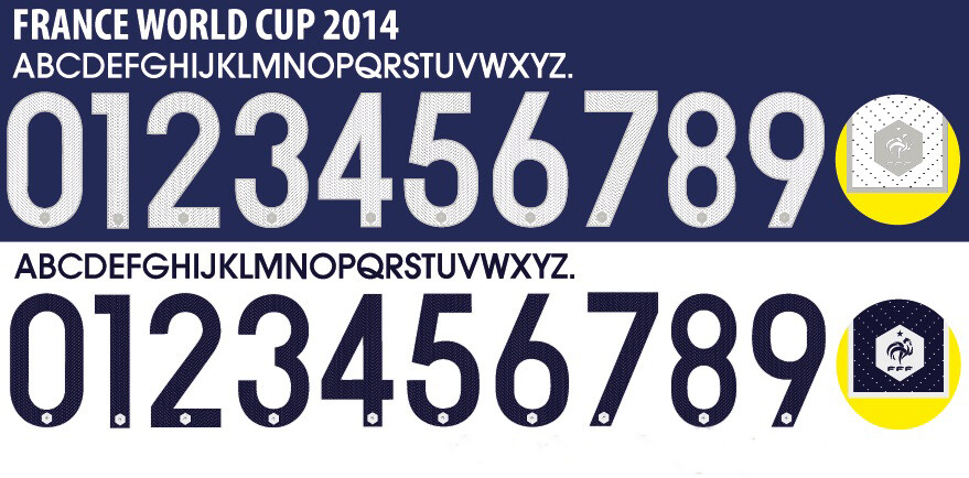 Name&Number Set For France World Cup 2014 Home/Away Retro Football