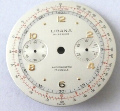 Libana Superior Antimagnetic VALJOUX 23 Chronograph Face Dial UNUSED NOS (Val-4)