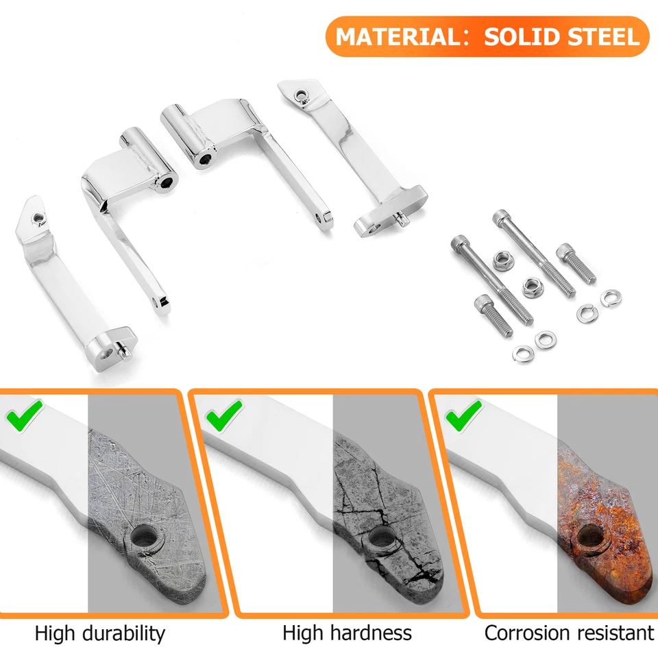 Soportes de reubicación de piso de conductor delanteros de 2" hacia afuera de 1" para Harley FLT FLH Foto 4 de 4