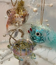 Pottery Barn Mercury Glass Sea Creature Xmas Ornament Fish Sea Turtle - U PICK