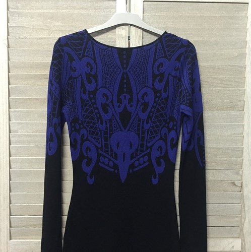THURLEY Women Beautiful Black Cobalt Knit Dress Size XS fits 8 to Small 10 AU - Picture 5 of 6