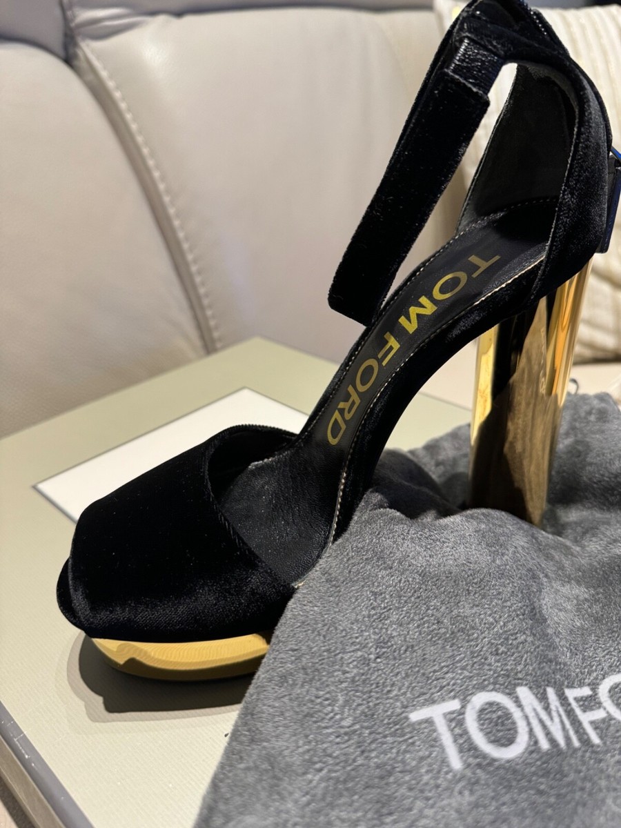 Tom Ford Womens Velvet Ankle Strap Platform Sandal Heels Tom Ford Womens Velvet Ankle Strap Platform Sandal Heels
