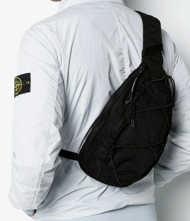 CP COMPANY Crossbody Lens Backpack shoulder BAG in nylon satin BLACK