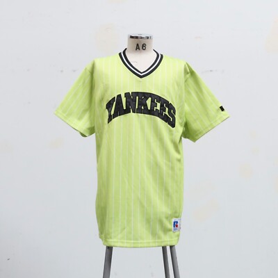 Deadstock Vintage New York Yankees Neon Pinstripe Baseball Jersey Size L  Green