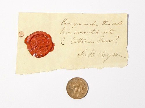 c1850 Sir H Dryden " The Antiquary "  Note WAX SEAL Catherine Parr ? #ES35 - Picture 1 of 6