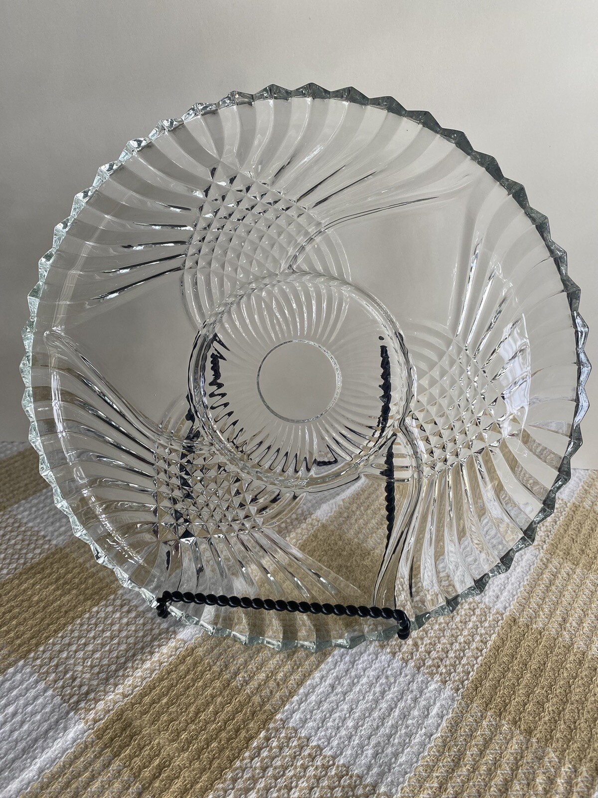 Vintage Indiana Glass Tiara Trillium Divided 4 Section Plate/ Relish Dish