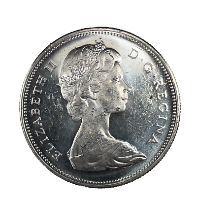 1965 PL Unc. $1 Canada Dollar .800 Silver Type 3 Large Bead Blunt