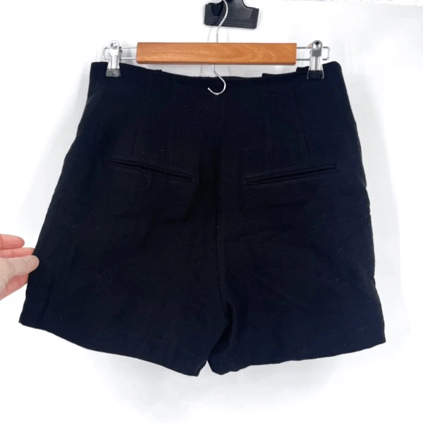 Pantalones Cortos Ann Taylor Factory Mujer Cintura Alta Plisados Informales Verano Negros Talla 0 XS Foto 2 de 4