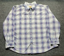 The Foundry Button Up Long Sleeve Mens 3XL Plaid Shirt 100% Cotton 1592