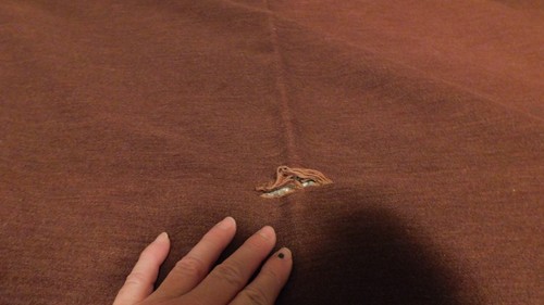 25-659 Vintage Old Soft Wool Reversible Scrolls Bursts Brown Tan Blanket Cutter - Picture 5 of 12