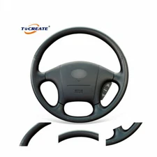 Black Genuine Leather Steering Wheel Cover for Hyundai Sonata 1999-2005 #F069