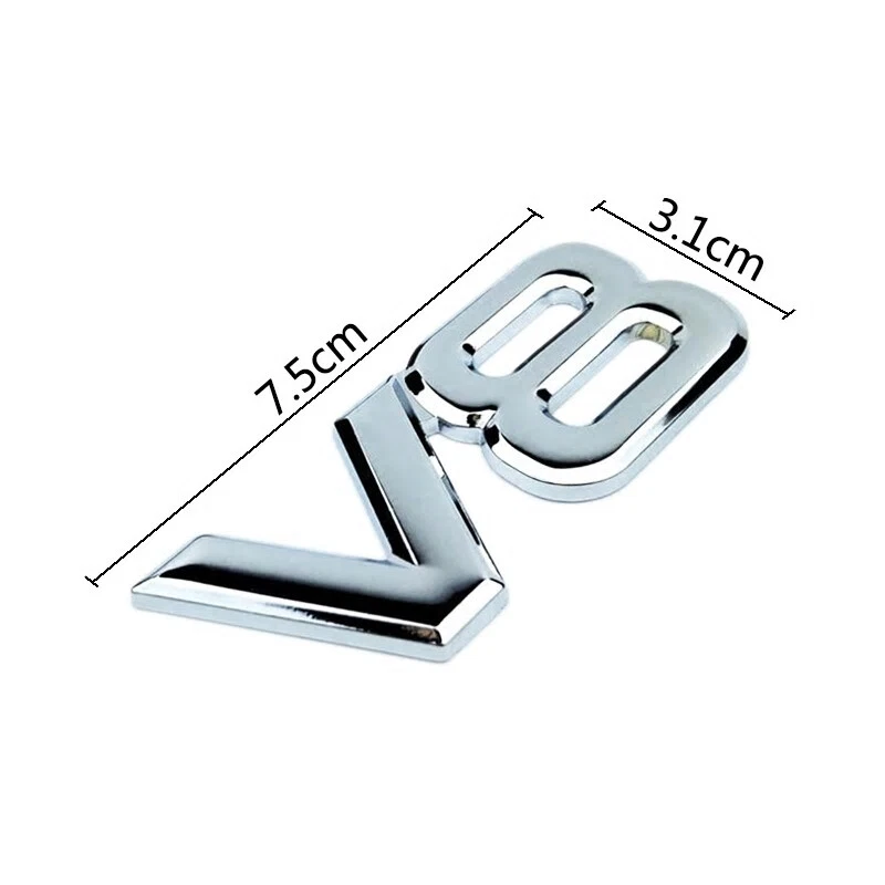 LOGO V8 Auto Métal 3D Moteur Arrière Voiture Chrome V8 Emblème Autocollant Aile - Photo 2/4