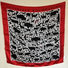 James Prosek Wyoming Traders Invisible Boundaries 34” Square Silk Scarf 2018 NIB