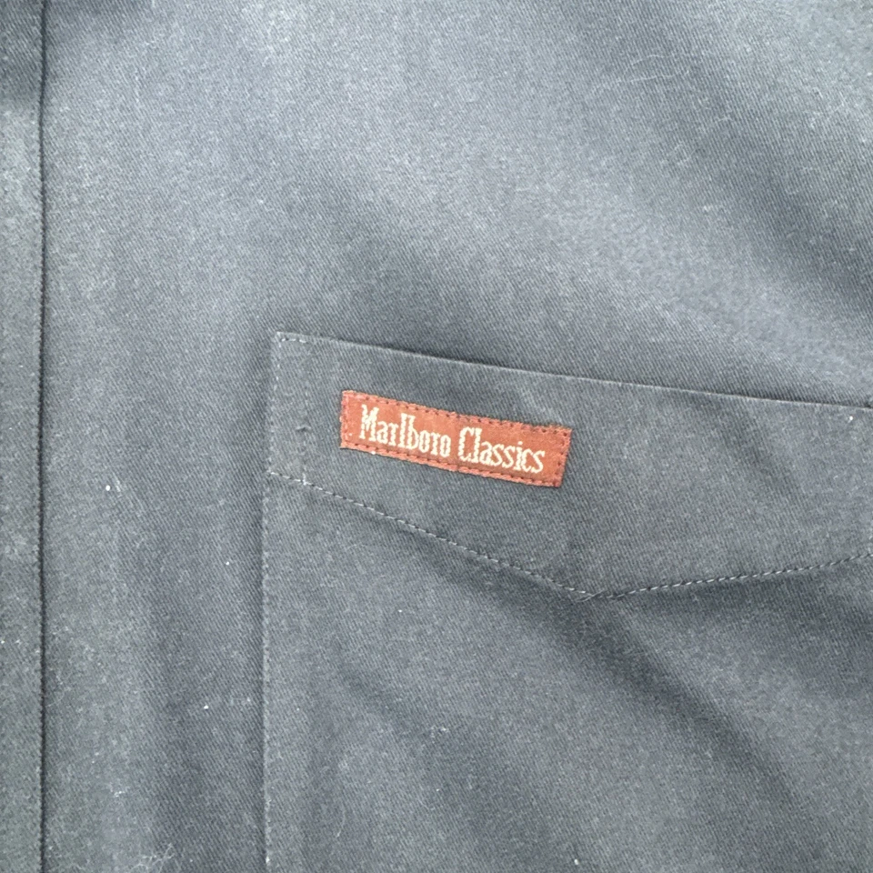 Marlboro Classics Vintage Long Sleeves Mens  Large Shirt Navy Blue Cotton - Image 2 of 4