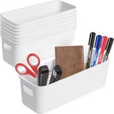 Narrow Storage Box, 8 pack Bathroom Storage Baskets, Narrow Storages Box Plasti
