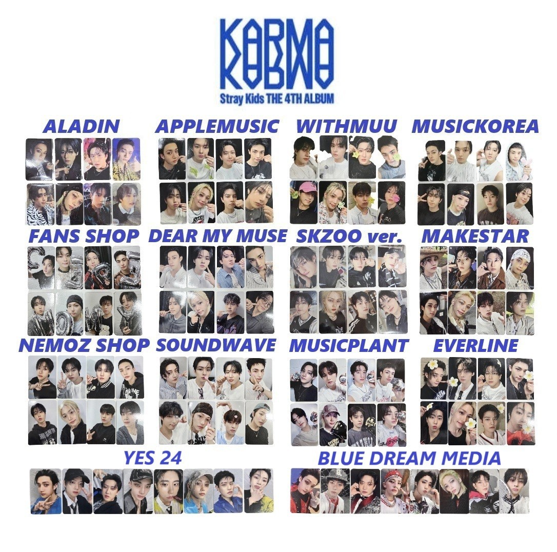 タレントカード complete set KARMA pop up MD pob SKZ Stray Kids KARMA pob photocard POP UP store Lucky Draw