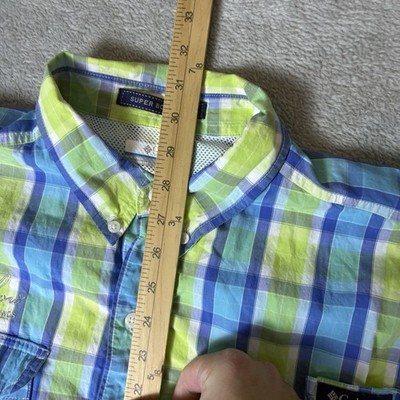 Chemise Columbia PFG Bonehead Homme M – Vert Plaid, Manches Longues, Pêche